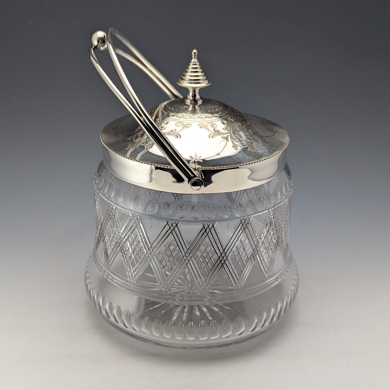 19世紀後半 英国アンティーク ビスケットバレル シルバープレート蓋