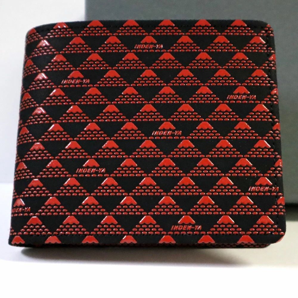 【大人気！】【印傳屋】財布 折りたたみ財布 富士山 赤 新品未使用！！ 印傳屋 印伝 二つ折り財布 定価17,050円 小銭入れあり 鹿革 た