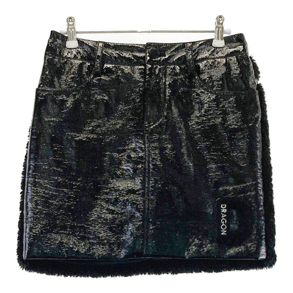 サイズ 1 DANCE WITH DRAGON ダンスウィズドラゴン フェイクレザー切替 ボアスカート ブラック系 240101479689 ゴルフウェア レディース ストスト