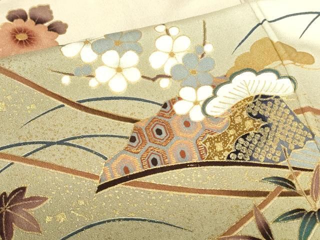 平和屋着物□訪問着 吉祥枝花文 暈し染め 金彩 正絹 逸品