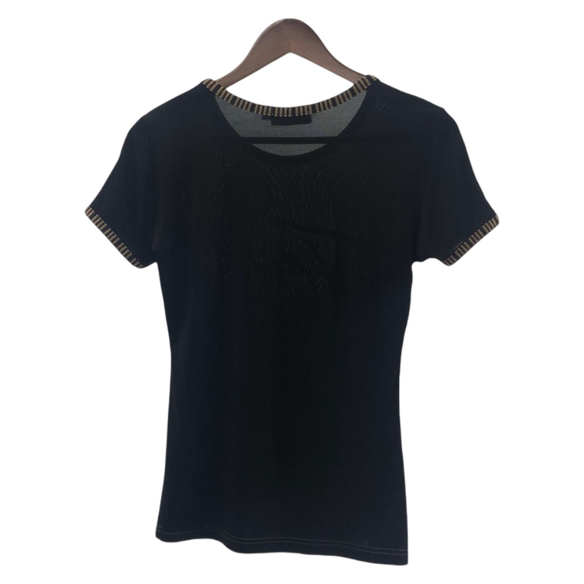 FENDI フェンディ プリントロゴ サイズ42 ブラック 黒 レーヨン/ポリウレタン 半袖Ｔシャツ クルーネック レディース 502838 FENDI フェンディ プリントロゴ サイズ42 ブラック 黒 レーヨン