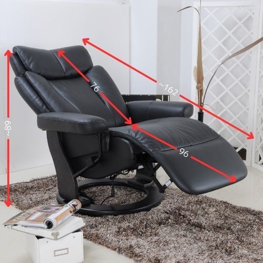 ブラック 本革 レザー モダン 電動リクライニングチェア 1人掛け