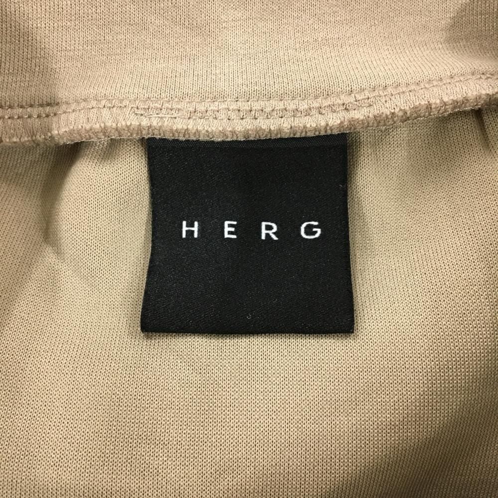 【美品】エルグワン 長袖ハイネックシャツ ベージュ 肩・袖下切替 ショート丈 レディース 1 ゴルフウェア HERG1 美品】エルグワン 長袖ハイネックシャツ ベージュ 肩・袖下切替
