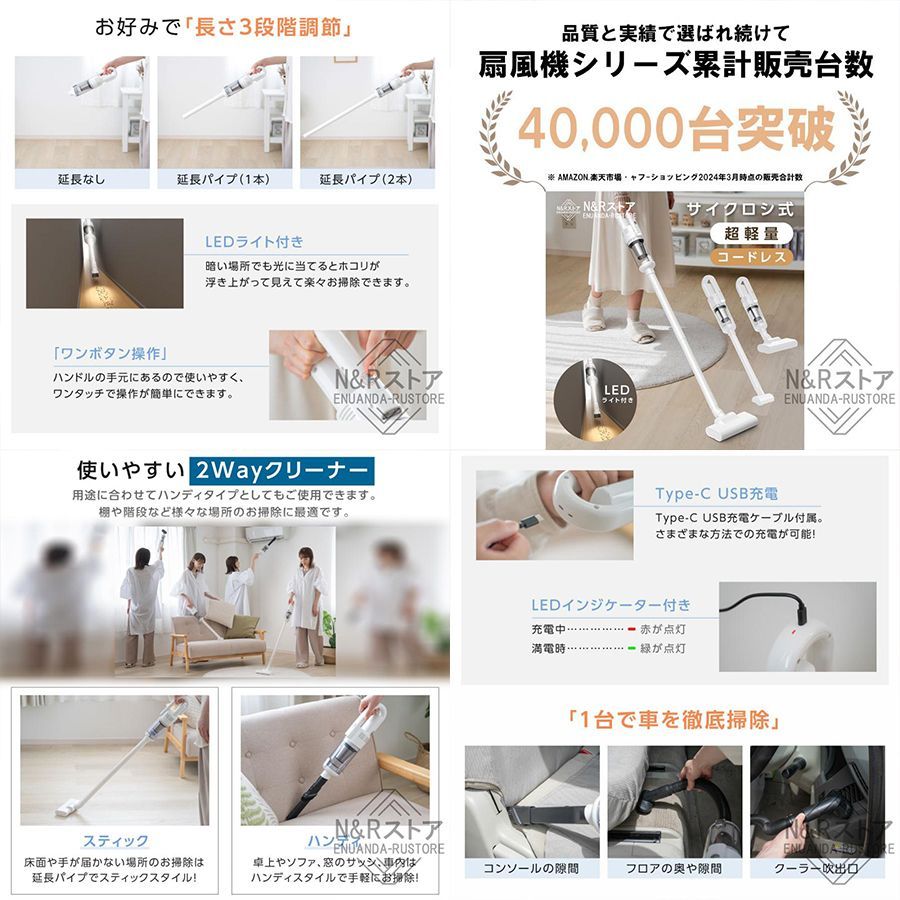 掃除機 コードレス 充電式 強力吸引 軽量 静音 一人暮らし 省エネ 2way 12000pa 強力 0.5kg 小型 多機能 コンパクト 軽い  お手入れ簡単 サーチライト付き - メルカリ