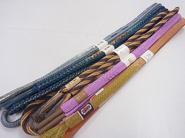 平和屋2■和装小物 帯締め全て未使用10本 花やわらぎ 高麗組 笹浪組 手組紐 金糸 逸品 未使用 ih481