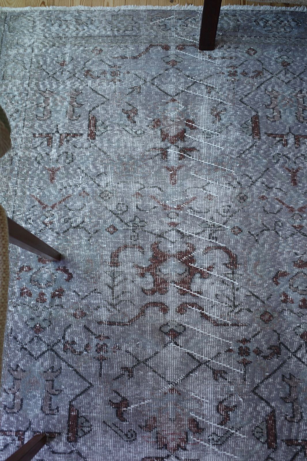 111×207 オーバーダイニュアンスグレー トルコヴィンテージラグ 超大判