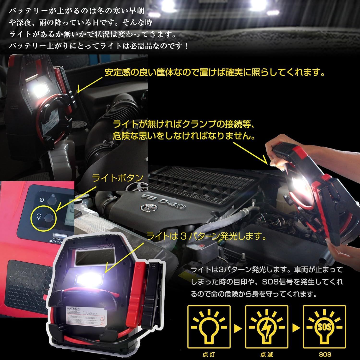 ハチハチハウス 金属ワニ口 ジャンプスターターITO-42000 12V