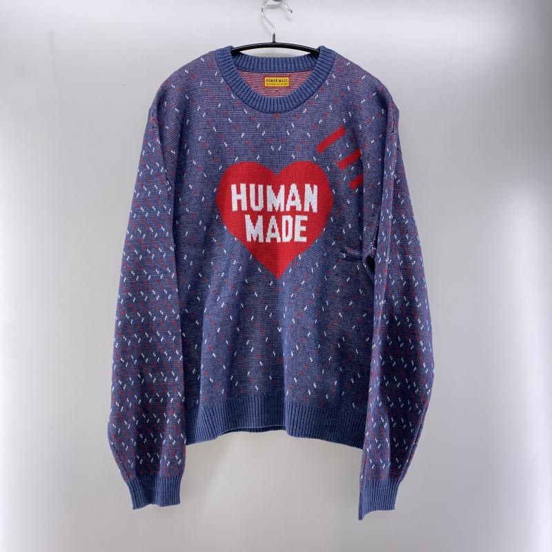 中古】HUMAN MADE 25SS HEART KNIT SWEATER ネイビー サイズL