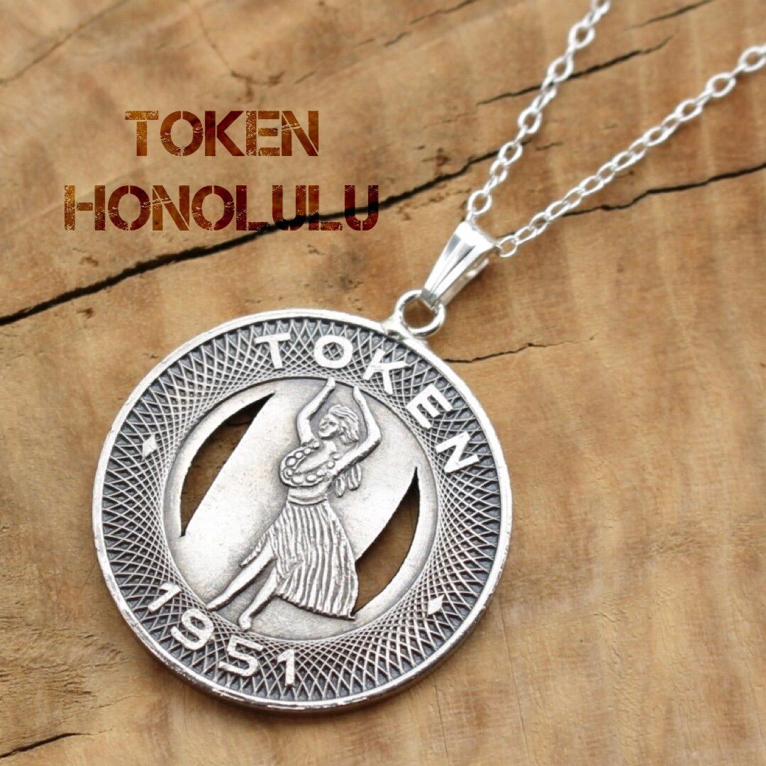 ハワイアンジュエリー ペンダントトップ バストークン コイン シルバー925 TOKEN HONOLULU アメリカ コイン ペンダント  ハワイアンジュエリー