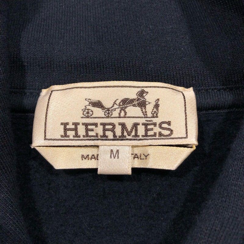 エルメス HERMES レザーパッチスウェットパーカー コットン