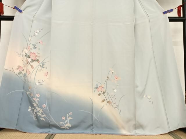 平和屋着物○訪問着 友禅 枝花文 暈し染め 正絹 逸品 AABB0283zg