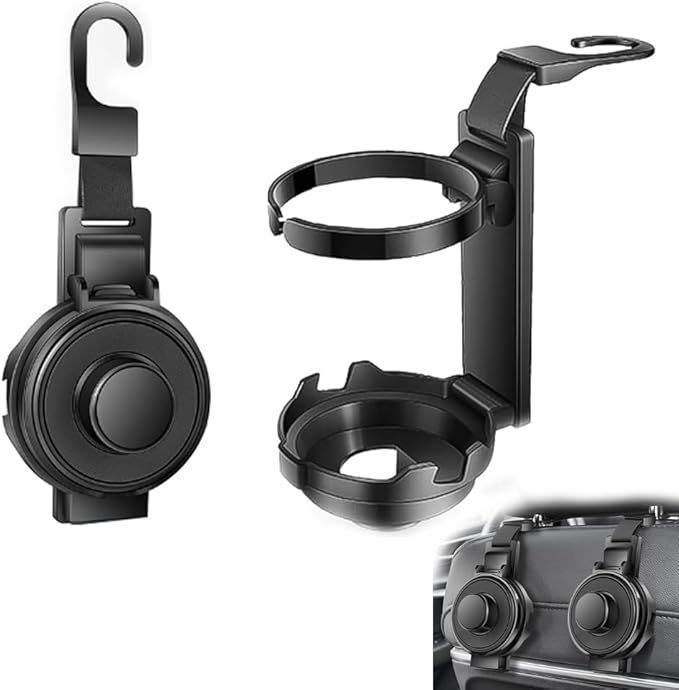 【在庫処分】KASELIN 多機能カーフック車用フック 2個セット 3in1 折り畳み式車用 ドリンクホルダー 車 カップホルダー 車のシートバック用ヘッドレストフック 電話ホルダー ハンギングハンド