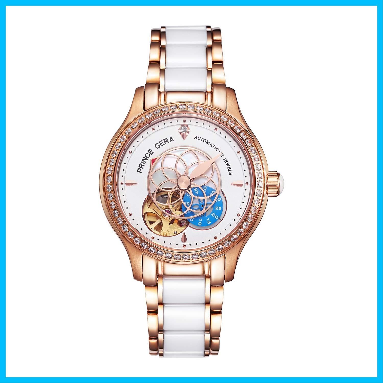 【色: ピンク6】PRINCE GERA 腕時計 レディース-自動巻き 腕時計レ
