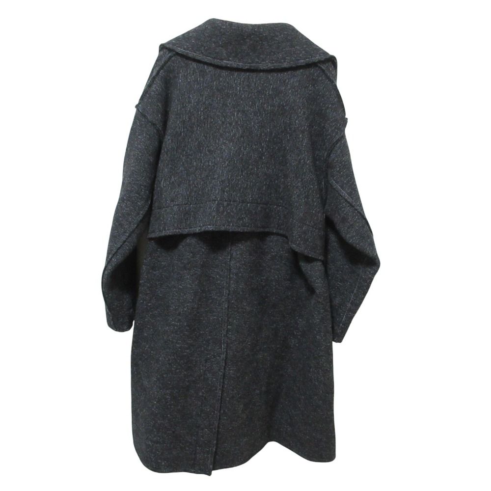 ISSEY MIYAKE イッセイミヤケ ウール ダブルブレスト ベルテッドコート IM13KA279 サイズ2 グレー レディース 古着