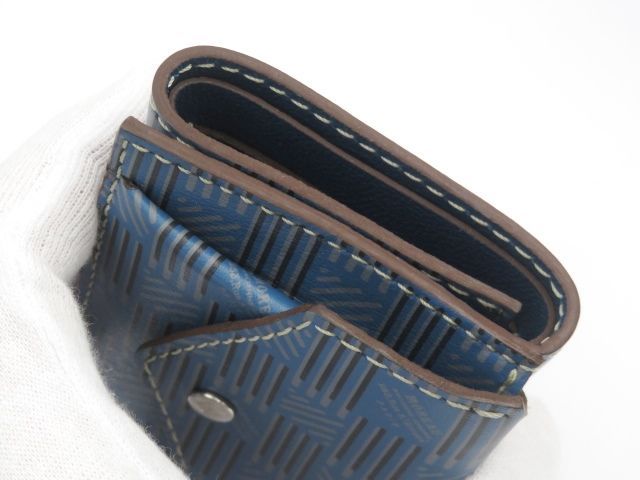 ■未使用■　モロー パリ 三つ折り コンパクト ウォレット 財布 サイフ ブルー レザー 箱 【A75210-2】