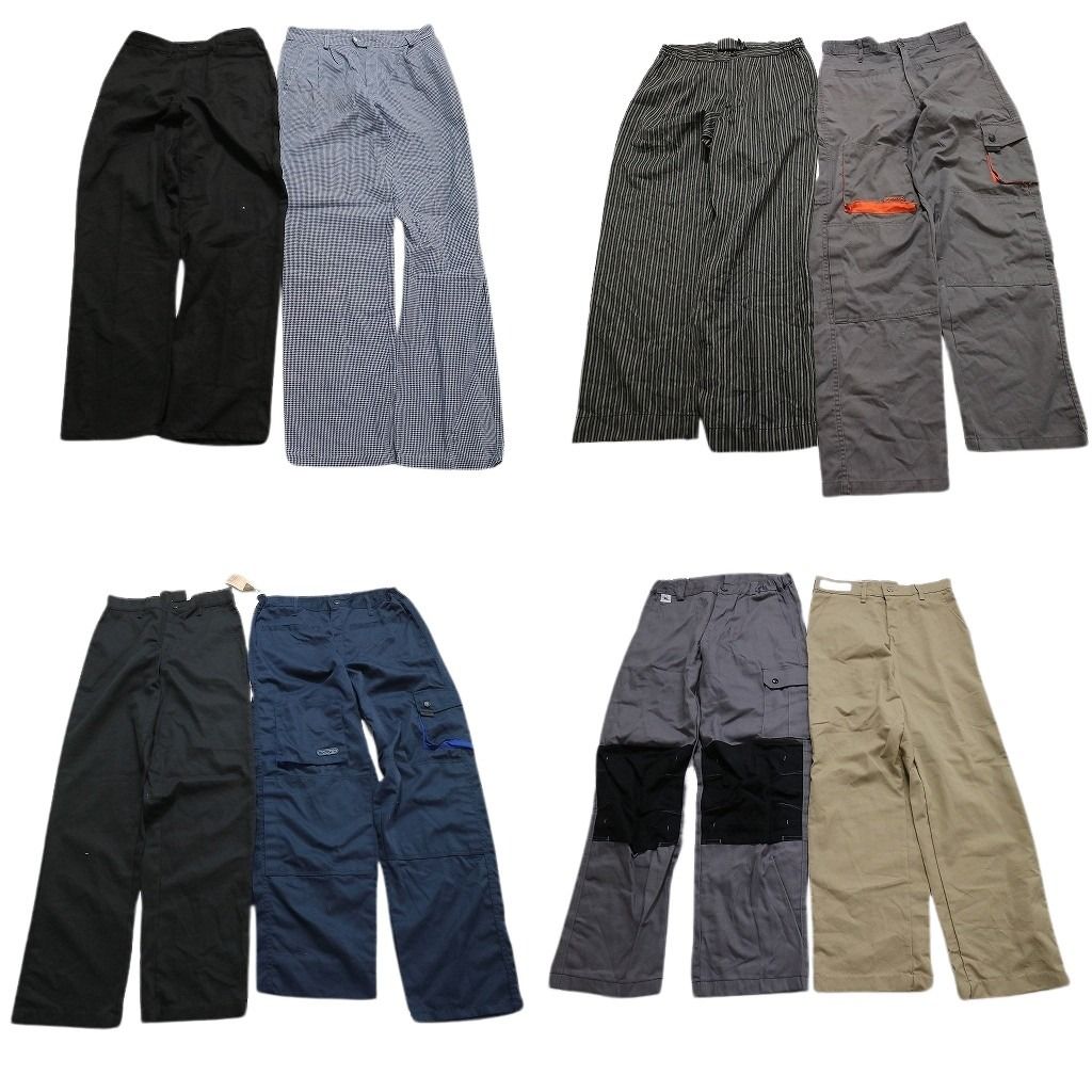 古着卸 まとめ売り ワーク パンツ 8枚セット (メンズ M /L /30 /32 /2 ) ダブルニー ストライプ グレー ポケット ブラック MU6636