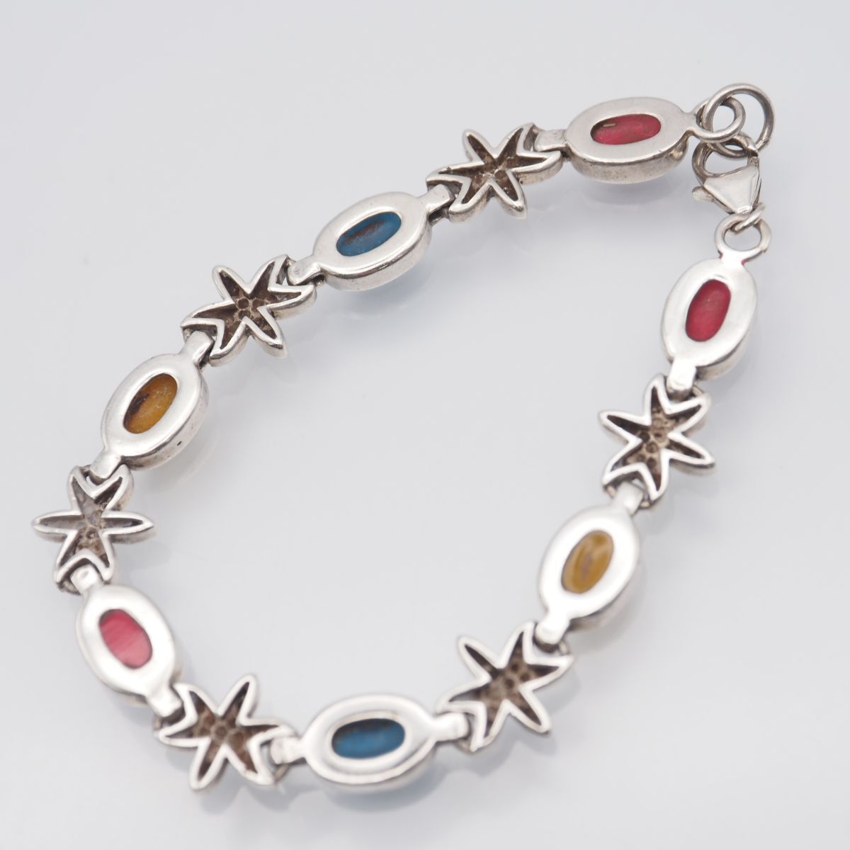 Silver 925 Mexico ブレス vintage Mexico silver 925 ブレスレット 花 大ぶり G931 シェル 925