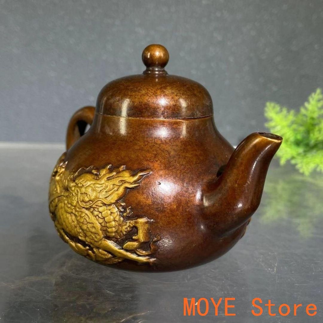 銅 細工 茶道具  浮彫り  福禄茶壺  提梁銅壺 水徳利 工芸品 美術品 置物 銅 細工 茶道具 浮彫り 福禄茶壺 提梁銅壺 水徳利 工芸品 美術品