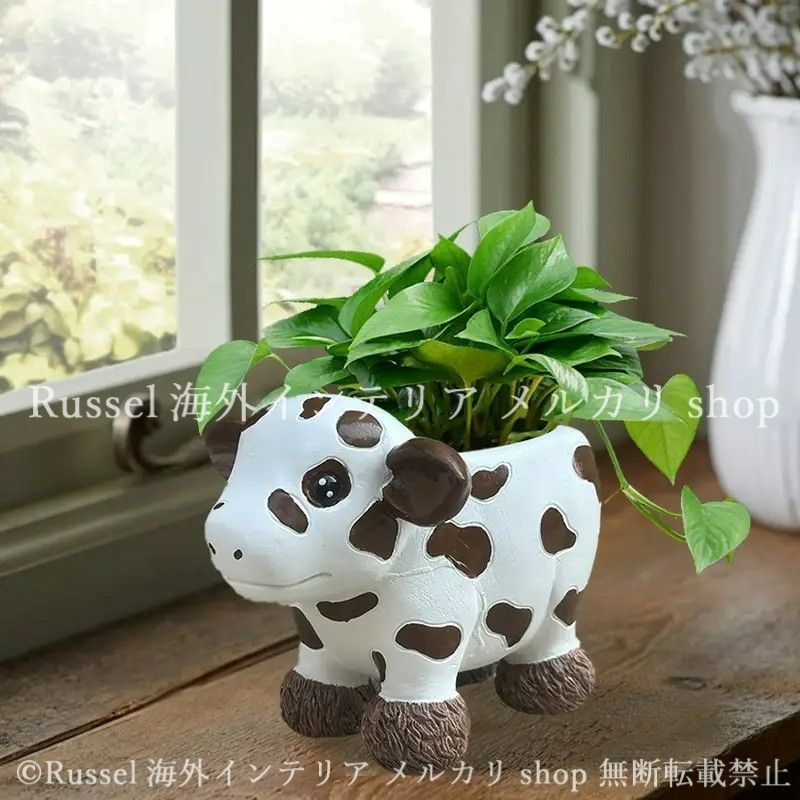 プランター 牛 樹脂 かわいい アニマル うし 鉢植え 植木鉢 動物