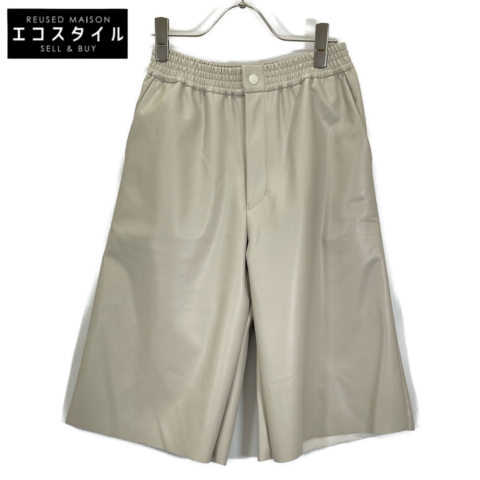 HYKE ハイク 24AW 242-13302 クリーム ECO-LEATHER PANTS|エコレザーハーフパンツ 1