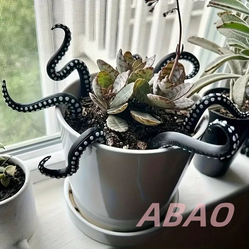タコの足デザインガーデンオーナメント（樹脂製）7本パック 樹脂製 タコ足 植物支柱、ハロウィーン ガーデン スティック、芸術的な装飾 ガーデン ポット、屋外 庭 u0026 芝生 装飾、電源不