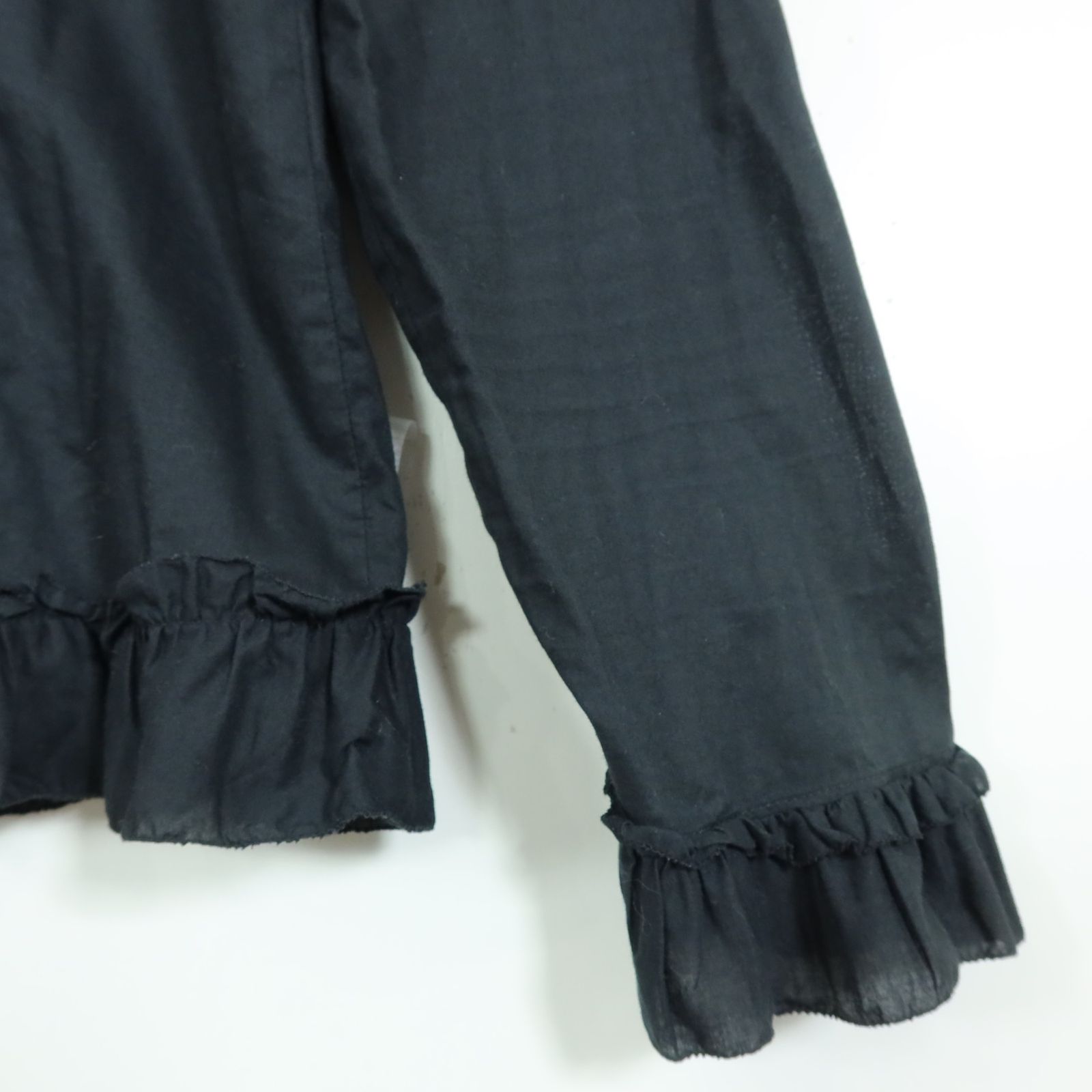 美品】ピンクハウス☆フリル&リボン♪ローンブラウス 長袖 黒系 前開き