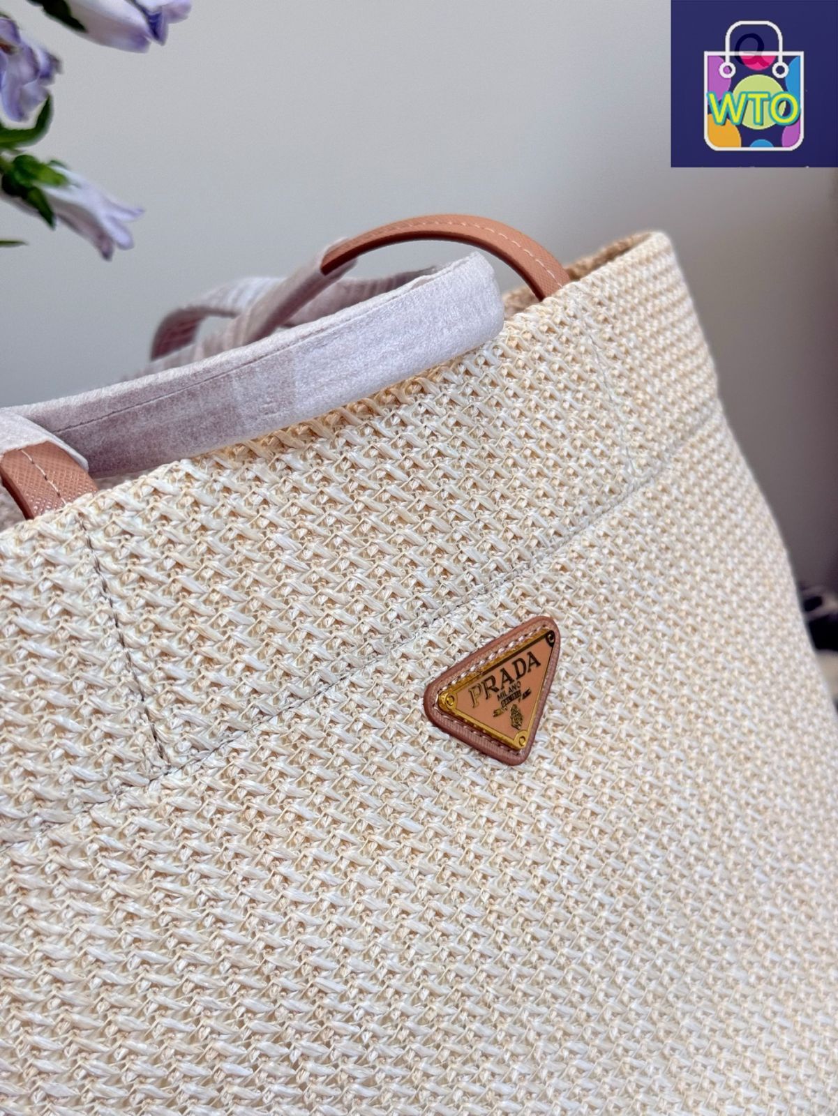 今日特価】Prada プラダ 草編みショッピングバッグ（40cm