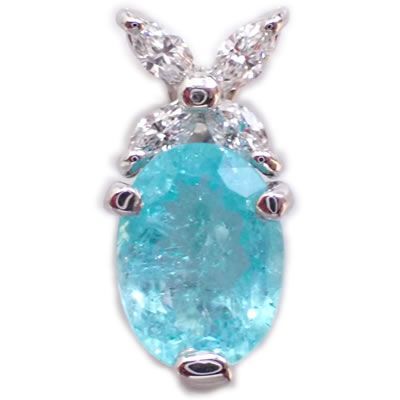 Pt パライバトルマリン-0.796ct&マーキスダイヤモンド ペンダント 