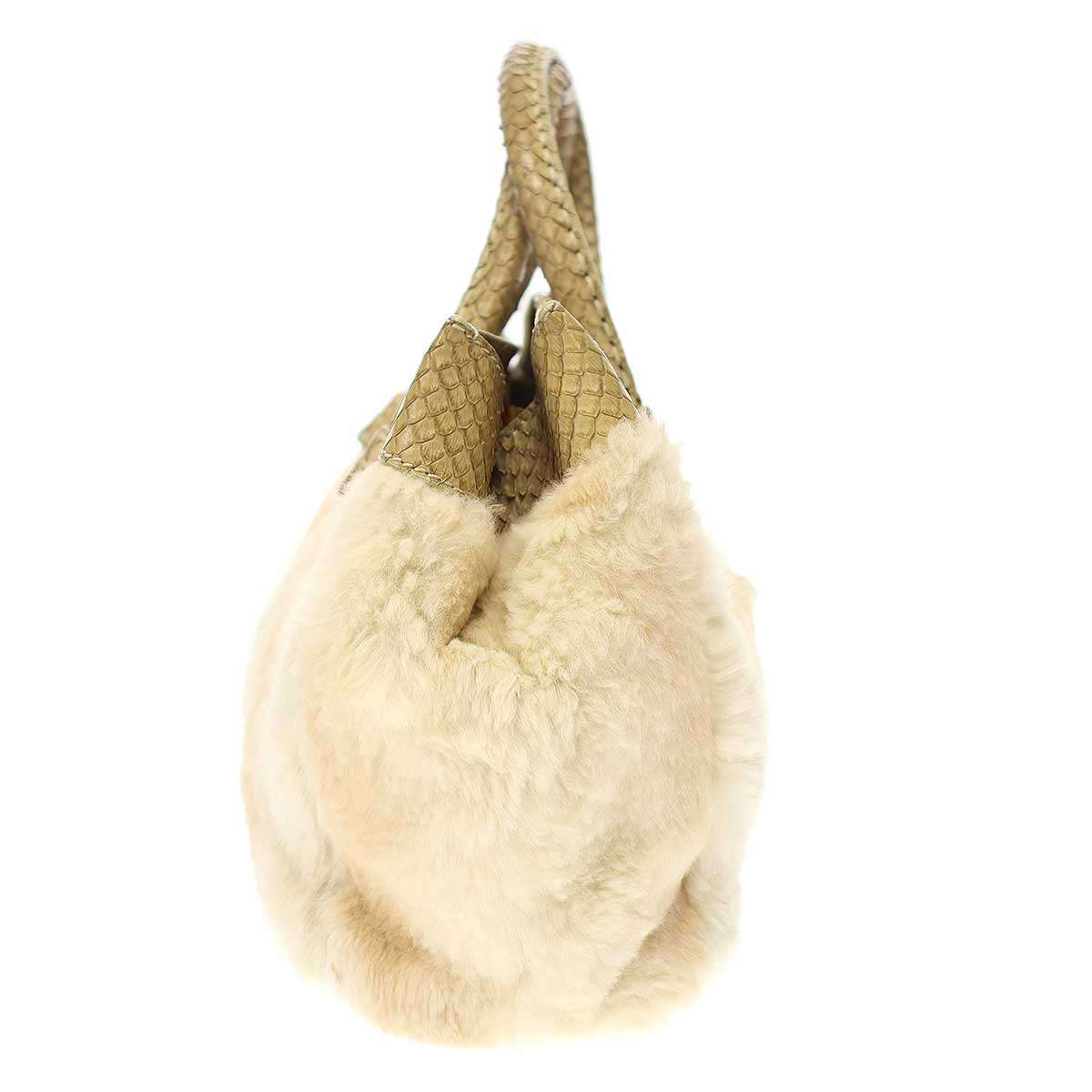 TOD'S トッズ パイソンファー コンビネーションバッグ ベージュ - メルカリ