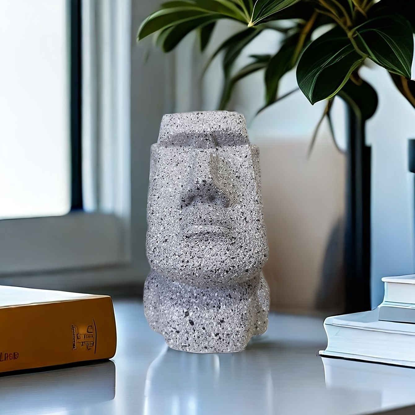 メガネディスプレイスタンド レジン製 サングラススタンド 石のデザイン モアイ 石像 おしゃれ シック かっこいい グレー