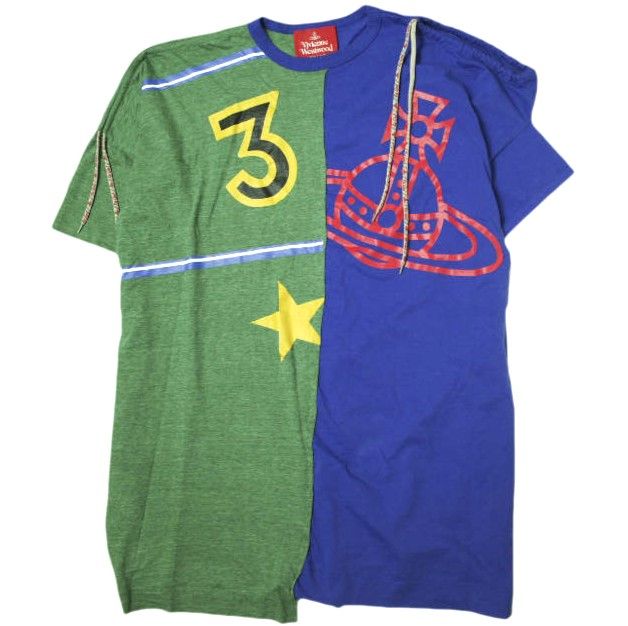 Vivienne Westwood Red Label ヴィヴィアンウエストウッド レッドレーベル リメイクオーブドローストリングワンピース 16-12-541027 00 ONE SIZE GREEN BLUE VWW ORB ドレス トップス
