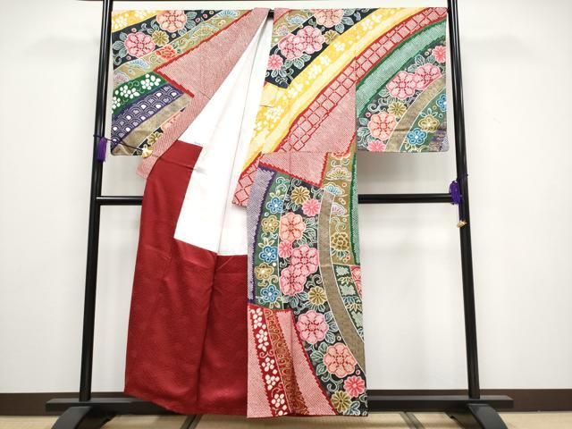 平和屋本店 男性 訪問着 絞り 花唐草文 金彩 ♥ CYAA3234s5