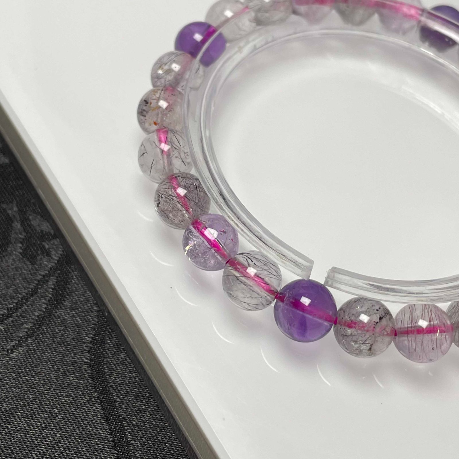 天然美品☆【スーパーセブン】☆ブレスレット 天然石B 7.3-7.7mm ZB588 