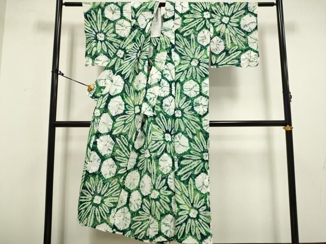 平和屋本店■極上　夏物　浴衣　有松鳴海絞り　舞花文　綿　逸品　DZAA20299kh5 平和屋本店□極上 夏物 浴衣 有松鳴海絞り 舞花文 綿 逸品