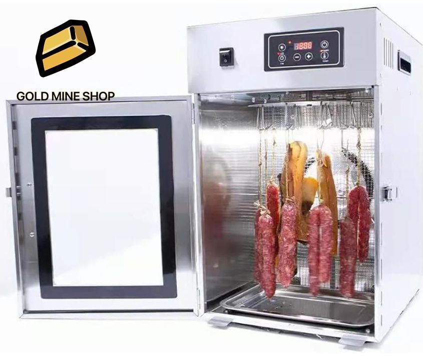 360°回転ロータリーミートドライヤー 回転ソーセージベーコンチキンアヒル魚牛肉乾燥機24時間デジタルタイマー付き ステンレス鋼13kg食