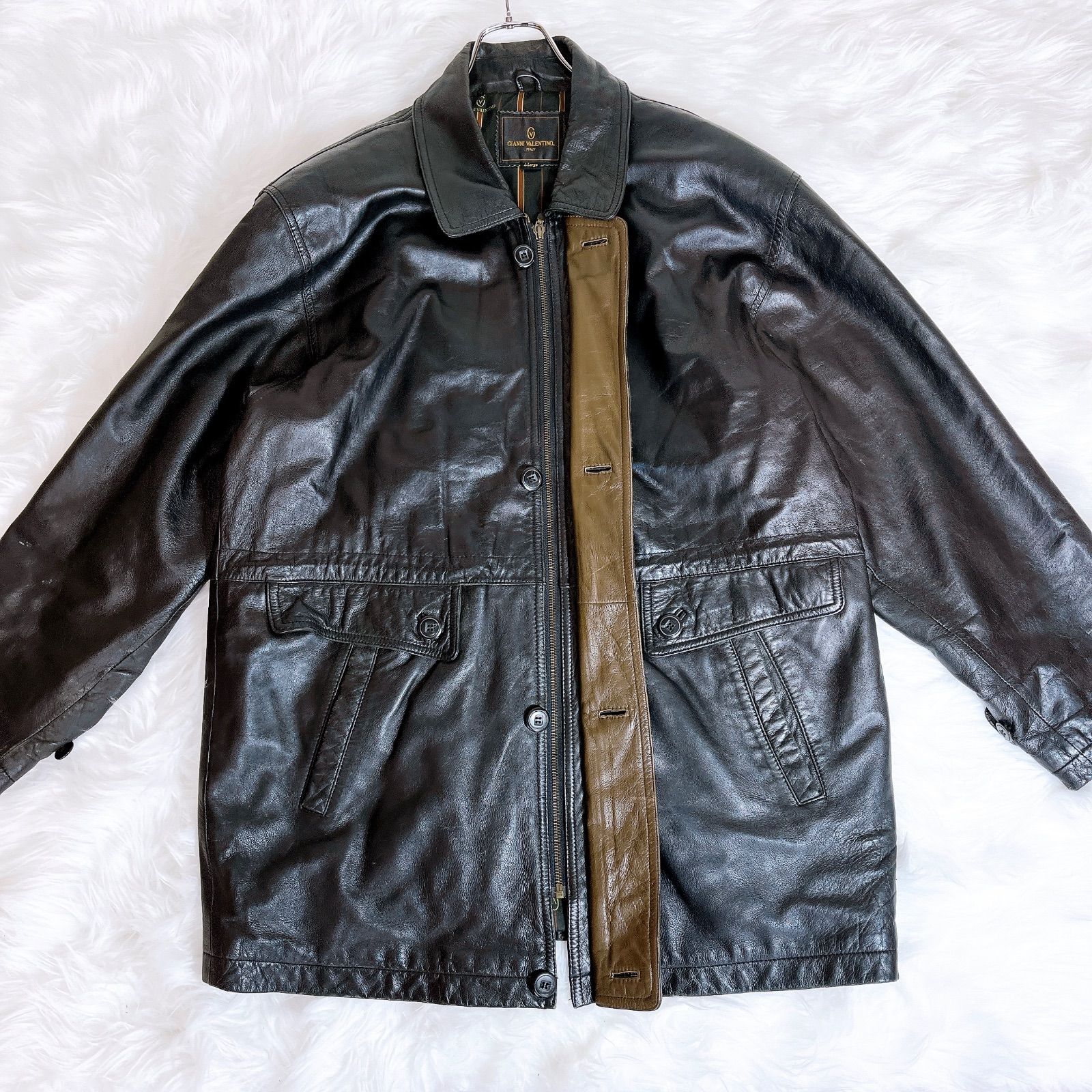 ジップアップ レザーコート