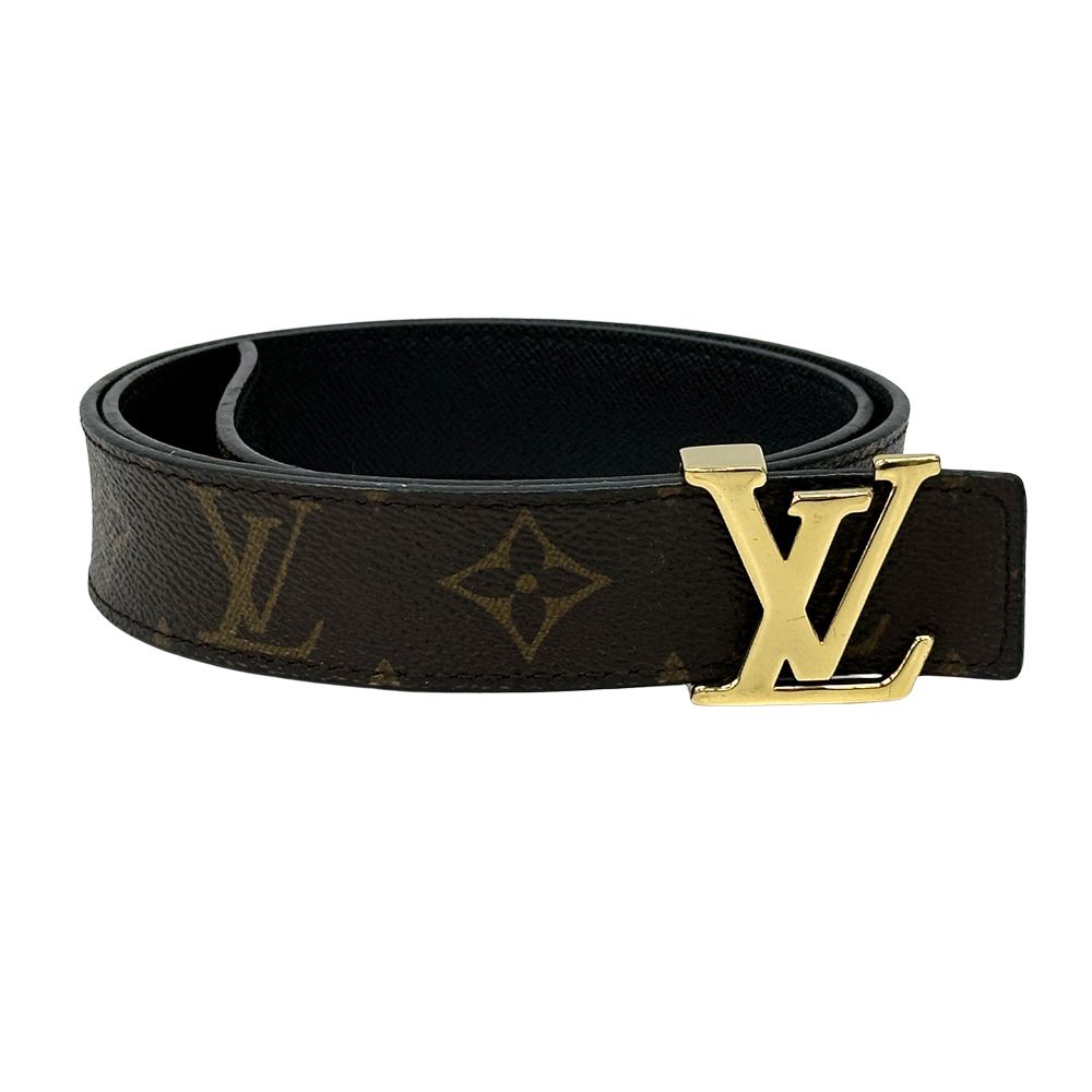 ルイ ヴィトン LOUIS VUITTON ベルト メンズ ブランド モノグラム モノグラムキャンバス サンチュール LVイニシャル ブラック ブラウン ゴールド金具 M 9453 リバーシブル