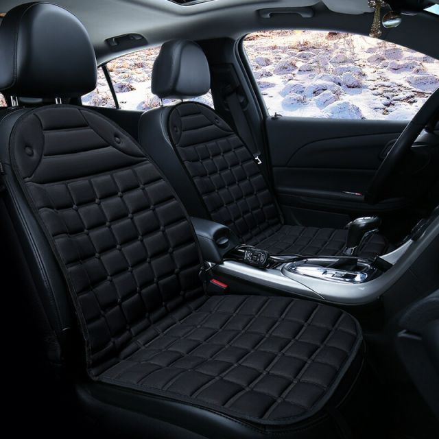 ホットカーシート 電熱 シート 運転席u0026助手席ペアセット 12V 車載 シートヒーター 車用 ホットカーシート 過熱防止 温度調整 暖房 12Vシガー電源 tec-htseet2pea ブラック