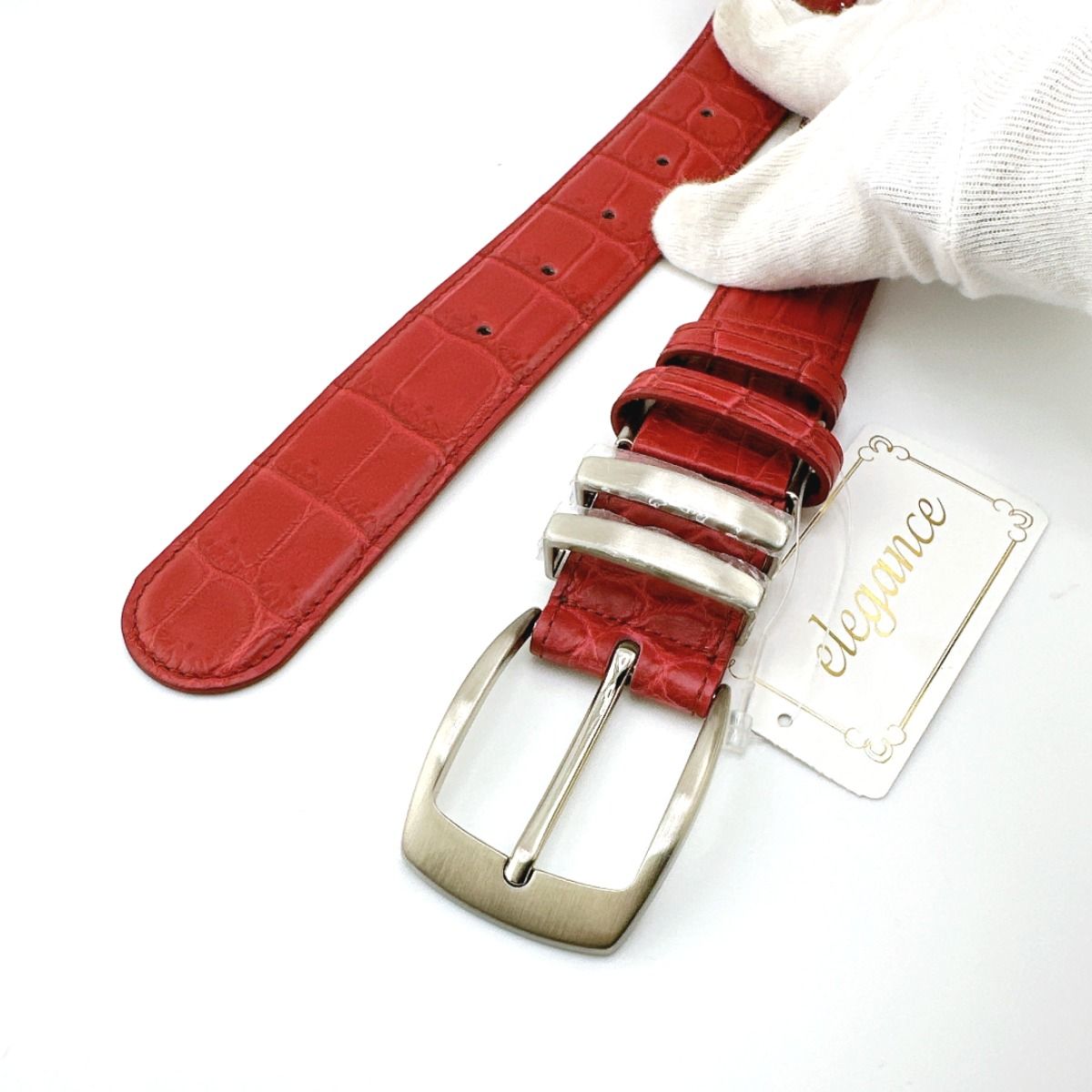 クロコダイル MHM-0005 HCP社 GERBERA ベルト CROCODILE レッド - メルカリ