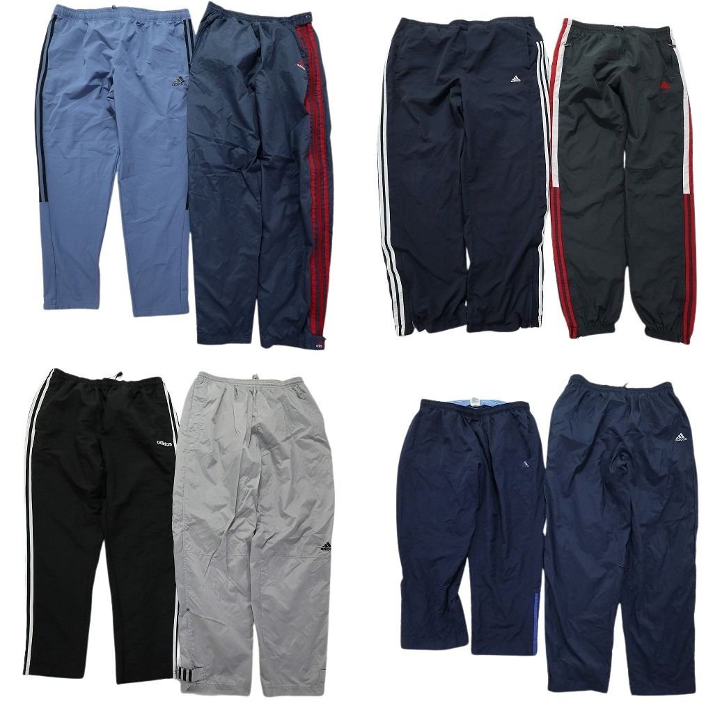 古着卸 まとめ売り アディダス adidas ウインドブレーカー パンツ 8枚セット メンズ 2XL サイドジップ マルチカラー 古着 NC0901