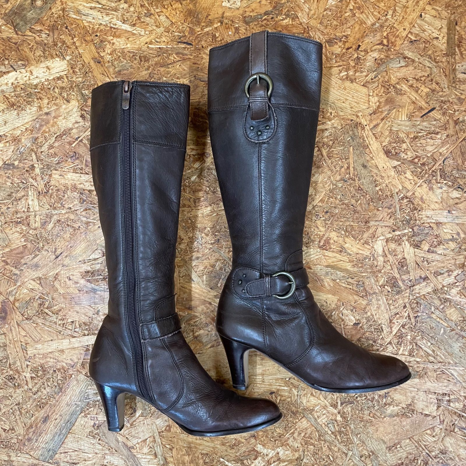 日本製 Rebecca Taylor ロングブーツ 23.0cm ブラウン レザー レベッカ 