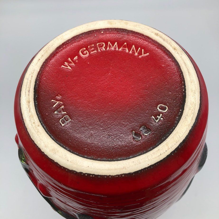 赤い陶器の花瓶 中型 ss7611 BAY.KERAMIK 花瓶 FAT LAVA 赤 高さ42cm 西ドイツ製