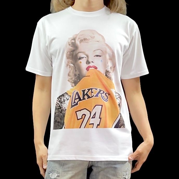 RARETE (ラルテ) マリリンモンロー NBA ロサンゼルス LA レイカーズ 背番号24 コービーブライアント バスケ ユニフォーム タトゥー  Tシャツ ストリート グラフィック ワイドフィット オーバーサイズ ユニセックス 白 XS S M L XL - メルカリ