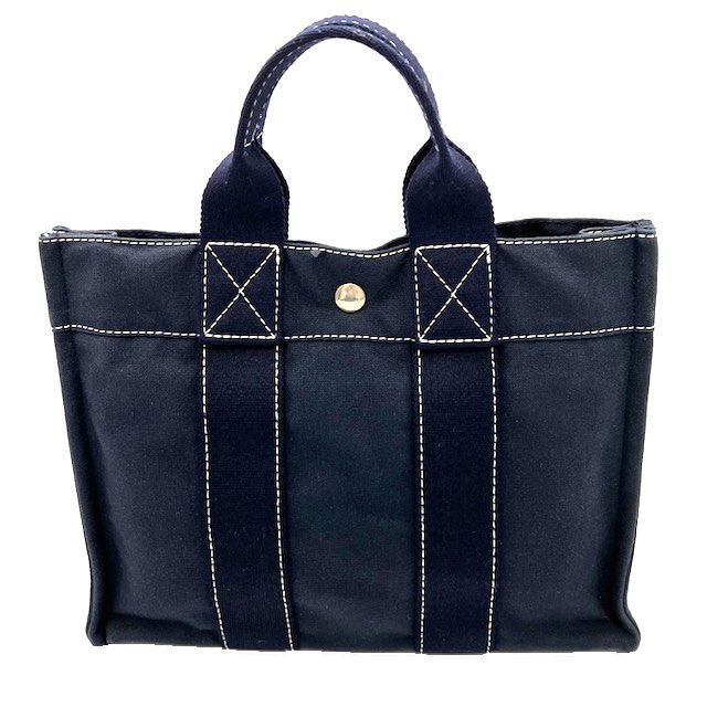 HERMES エルメス ドーヴィルPM トート ハンドバッグキャンバス 紺 エルメス ドーヴィルPM バッグ ハンドバッグ レディース キャンバス