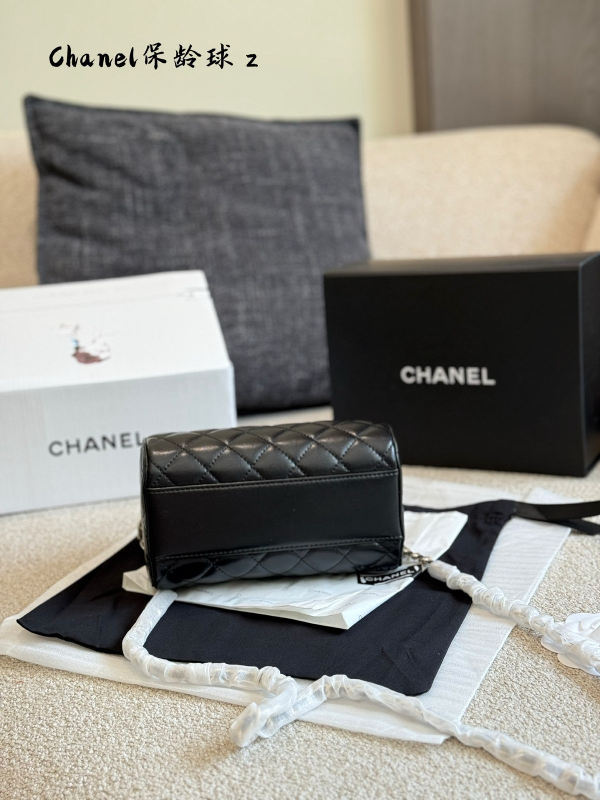 ≪25C★≫CHANEL ミニボウリングバッグ ミニ ボーリング バッグ、カーフスキン、ブラック