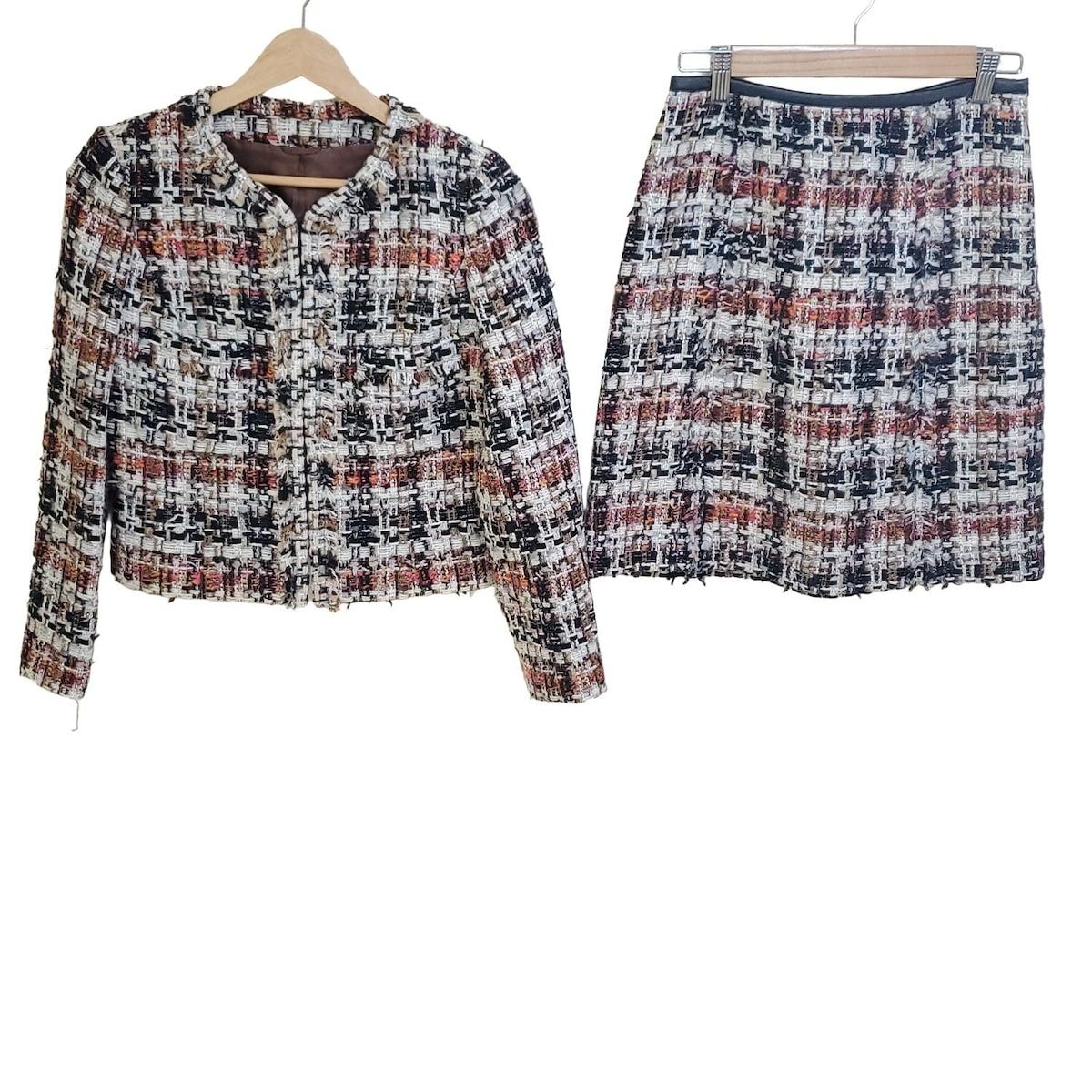 ANAYI アナイ スカートスーツ レディース - アイボリー×黒×マルチ ツイード