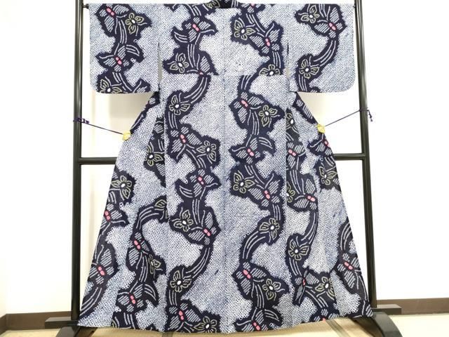 平和屋着物∴夏物 浴衣 有松鳴海絞り 草花文 綿 逸品 DAAV7288zcd 平和屋