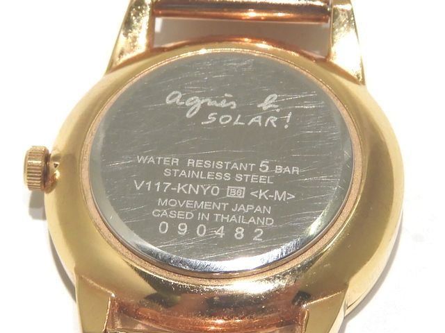 アニエス・ベー腕時計/V117-KNYO送料込み！ 美品 agnes.b ソーラー 1669 腕時計 レディース v117-kny0