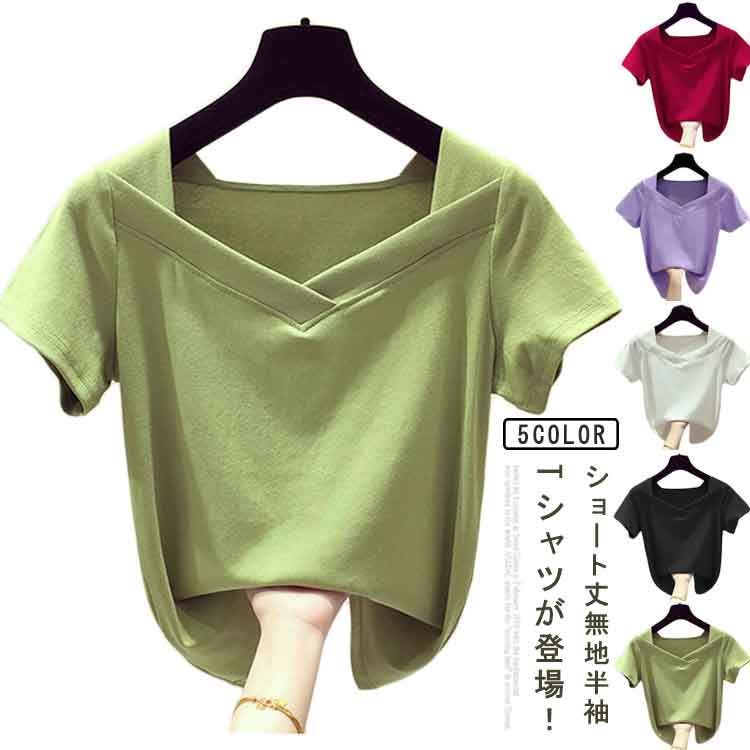 6色 半袖Tシャツ タイト ショート丈トップス シンプル 快適 春夏 llyt6661.jpg