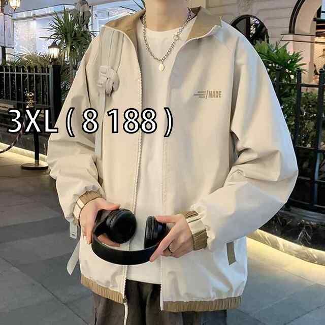 [3XL ( 8 188 )]秋冬 メンズ  服 シンプル ファッション オシャレ 大人 かっこいい 大きいサイズ ストリート 紳士服 リバーシブル スタンドカラー ジャケット 春秋 レター プリント 冬 コート